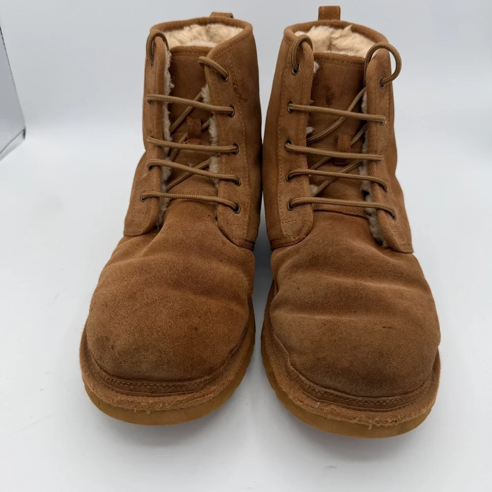 UGG Neumel Boots Mens Size 12 Good Chestnut Suede Lace Up Chukka